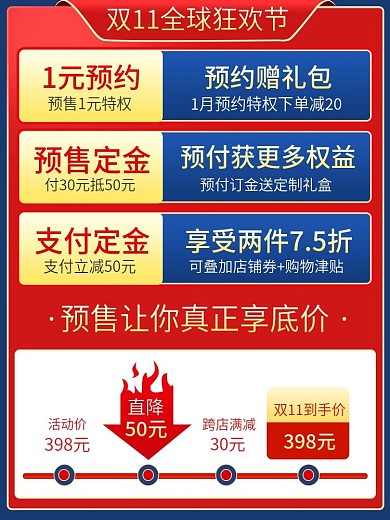 双11狂欢节预售时间轴优惠券主图直通车