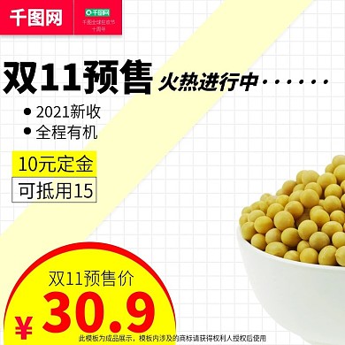 双11预售现金抵用浅色简约主图