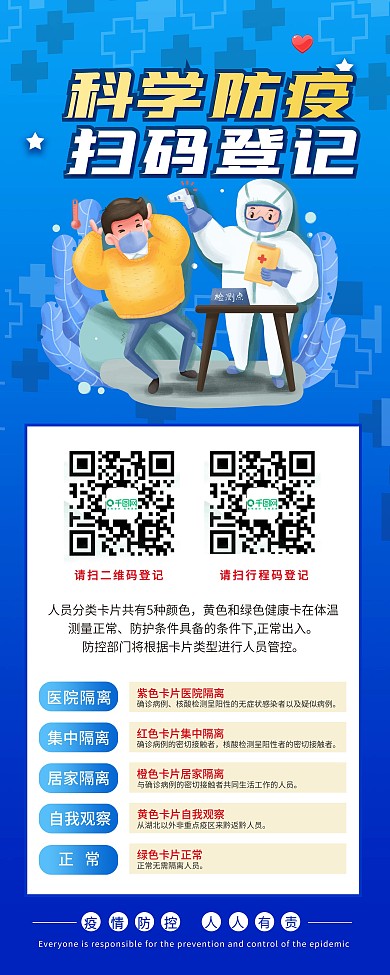 疫情防控健康码扫码登记防疫易拉