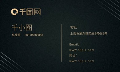 黑金磨砂金属线条大气简约几何商务名片