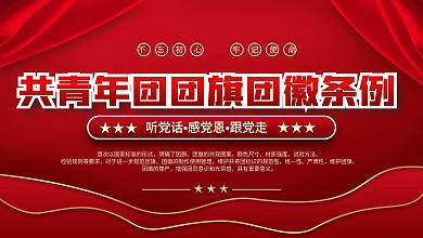 红色团旗、团 徽规范标准宣传展板