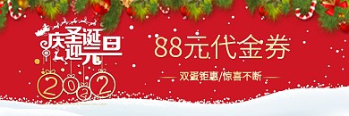 简约红色大气圣诞元旦代金券