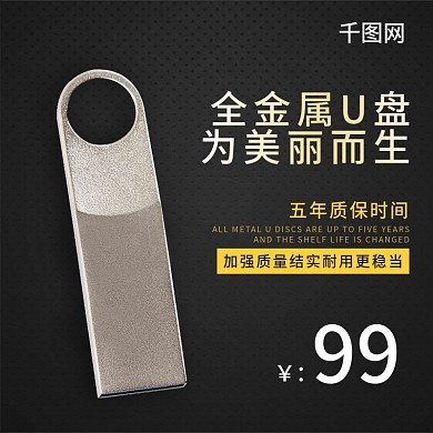 黑色简约大气商务U盘优盘数码系列淘宝主图