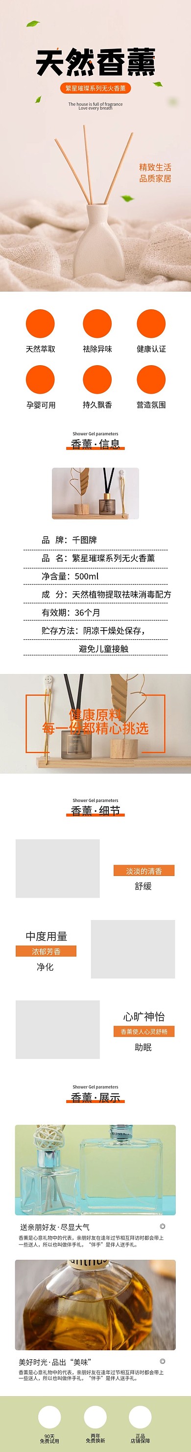 简约黄色香薰电商详情页