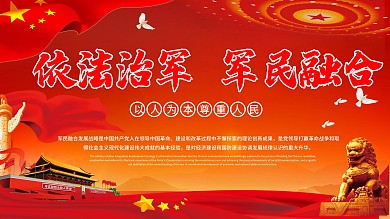 社会主义核心价值观建党军民融合宣传展板