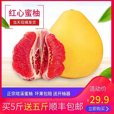 红心蜜柚柚子水果直通车主图