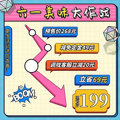 孟菲斯风格六一儿童节美食价格曲线图主图