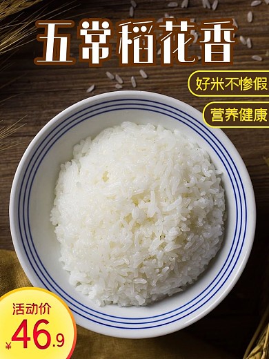 秋上新丰收日食品农产品粮油大米主图模板