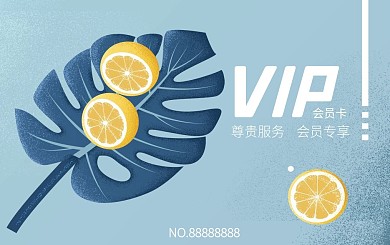 小清新插画柠檬芭蕉叶会员卡优惠卡VIP