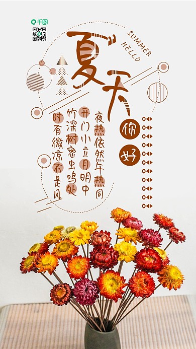 手机用图小清新雏菊花朵夏天你好摄影图