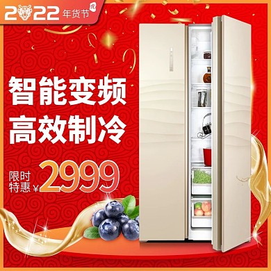 年货节红色金色家电冰箱主图直通车促销模版