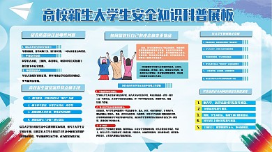 高校大学新生校园安全简约展板