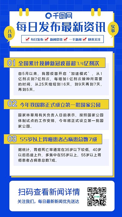 每日新闻资讯扁平风手机海报