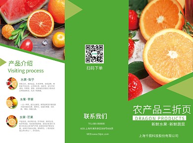 创意几何大气农产品宣传三折页