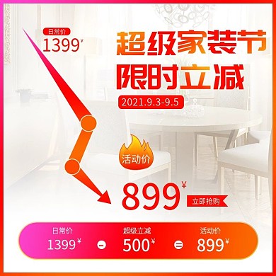 春季家装节价格曲线全屋定制促销主图