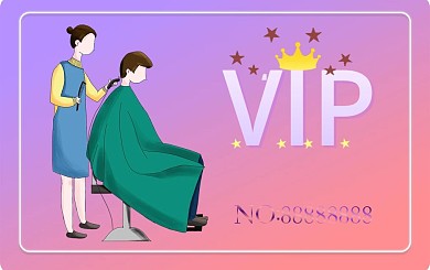 紫色理发VIP会员卡美容美发创意卡片