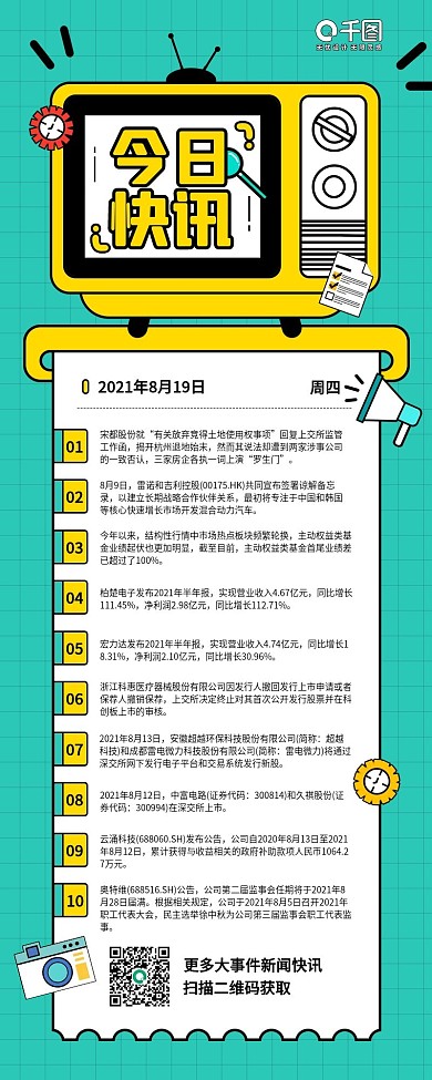 新闻早报快讯扁平插画手机长图海报