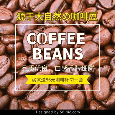 棕色简约单一素雅大方咖啡豆电商主图钻展