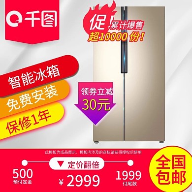 双11主图家电冰箱清爽大促红色预订保鲜