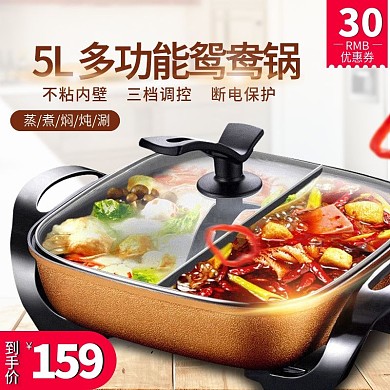 浅色背景多功能电火锅促销直通车PSD模板