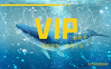 唯美大海与鲸治愈系海洋插画会员卡
