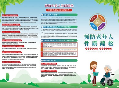 大气清新预防骨质疏松宣传三折页