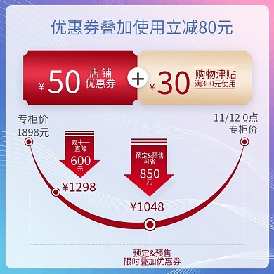 淘宝天猫主图直通车美妆促销紫色红色化妆品