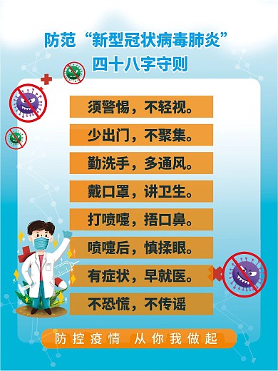 新型冠状病毒肺炎四十八字守则
