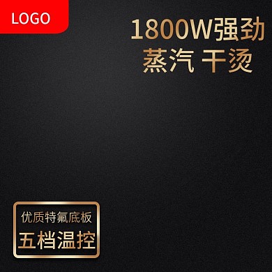 黑色大气风格五档温控熨斗直通车主图模板