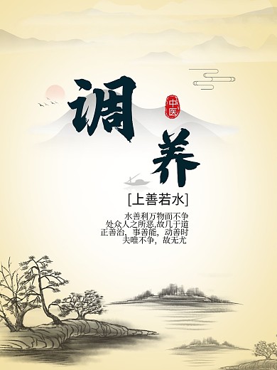 中医风展板中国风挂画中医馆装饰图古典海报