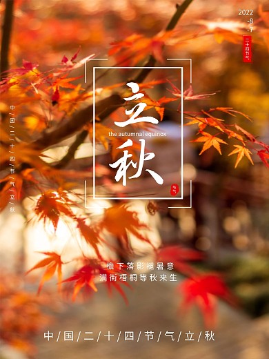 二十四节气立秋秋分节日海报