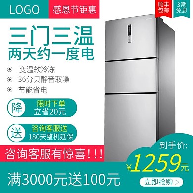 感恩节节能冰箱主图设计