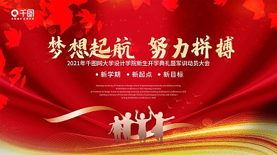 开学季高校大学新生迎新晚会红色展板