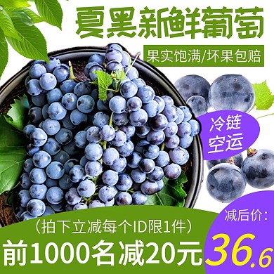 电商主图直通车清新简约夏黑新鲜葡萄绿叶