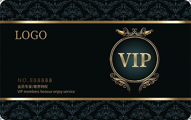 黑色欧式花纹简约商店VIP卡
