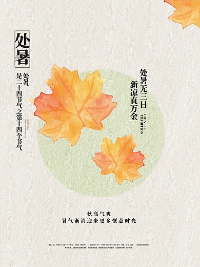 二十四节气处暑大气典雅海报