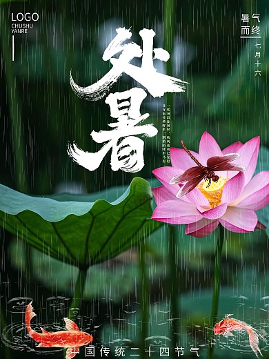 原创二十四节气处暑创意海报
