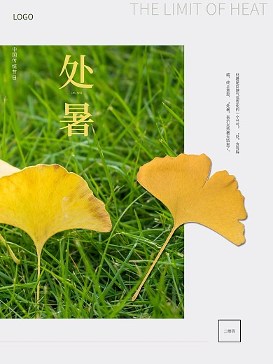 大气简约留白处暑节气宣传海报