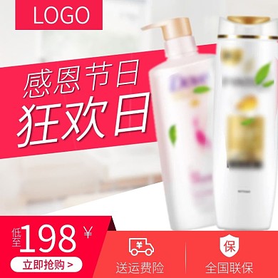 浅色简约感恩节日狂欢日电商主图