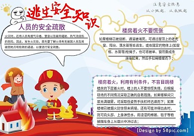 逃生安全知识卡通框架手抄报