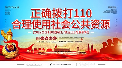 简约党建全国110宣传日双面文字展板