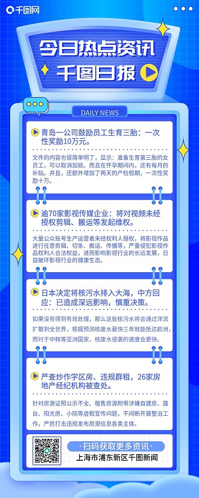 扁平早报快讯手机长图海报