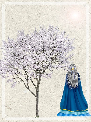 樱花树下的驻足远望