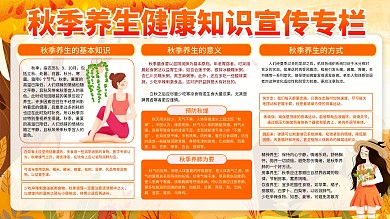 秋季养生小知识内容型宣传栏展板