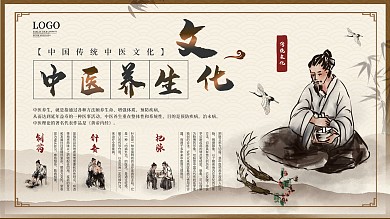 中国风中医养生宣传展板海报