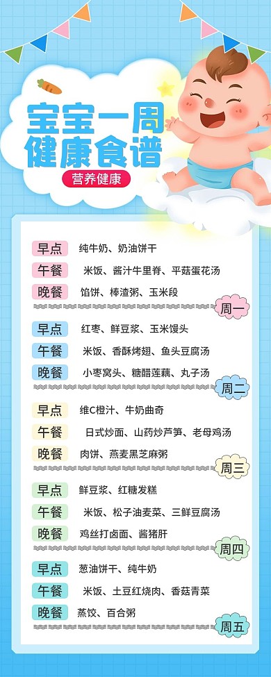餐饮美食宝宝一周健康食谱 小清新