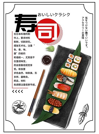 白色简约大气美味寿司菜单设计