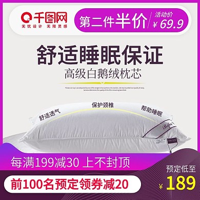 双十一高级白鹅绒枕芯主图3