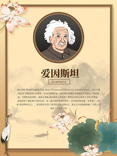 中国风复古名人简介人物介绍海报