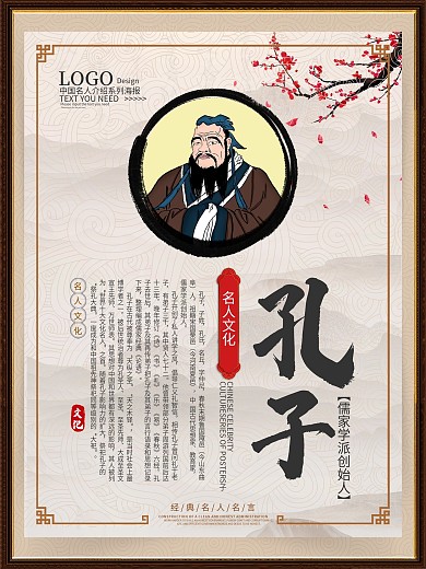 中国风复古名人简介人物介绍海报